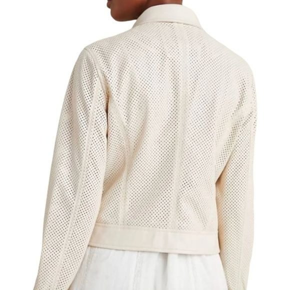 Free People Blank NYC Imelda Perforated Moto Jacket Cream Size Small NWT - Picture 4 of 15